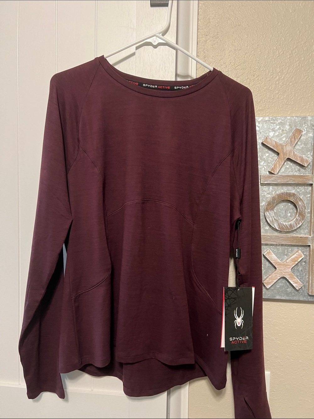 NWT Spyder Women's Long-Sleeve Crewneck Top — Burgundy